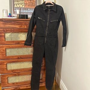 FREE PEOPLE Black Denim Stretch Jumpsuit